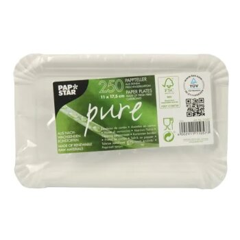 PAPSTAR Papp-Teller "pure" eckig, 110 x 175 mm,...
