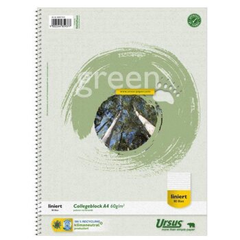 URSUS Staufen Collegeblock Recycling  A4 80 Blatt 9mm...