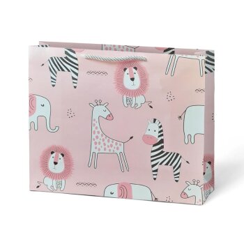MFP Geschenkstasche 305 x 270 x 120 mm KIDS Tiere rosa