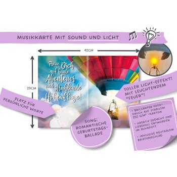 bentino Geburtstagskarte A4 mit Musik "Heißluftballon"