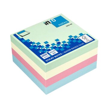 inFO notes Haftnotizen 75 x 75 mm 400 Blatt pastell