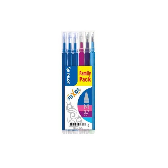 PILOT Ersatzminen FRIXION BALL 07, 6er Set BLAU PINK VIOLETT HELLBLAU