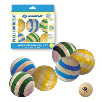 SCHILDKRÖT Holz Boccia-Set, 6 Kugeln + Zielkugel