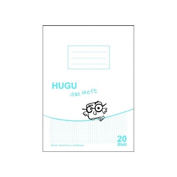 HUGU Schulheft A4 Kariert 5mm mit Rahmen - 20 Blatt