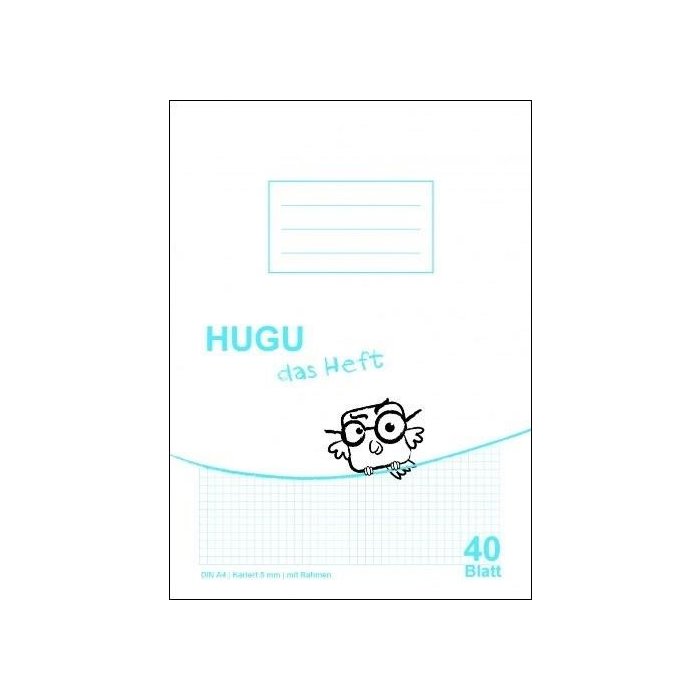 HUGU Schulheft A4 Kariert 5mm mit Rahmen - 40 Blatt