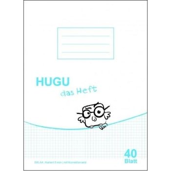 HUGU Schulheft A4 Kariert 5mm mit Korrekturrand - 40 Blatt
