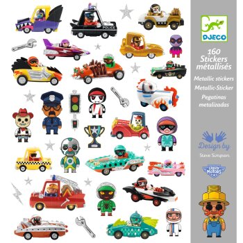 DJECO Metallic Sticker Crazy Motors 160 Stück