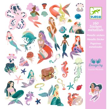 DJECO Metallic Sticker Meerjungfrauen, 160 Stück