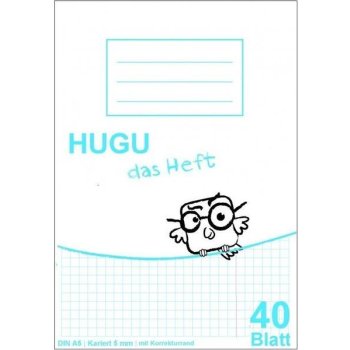 HUGU Schulheft A5 karriert 5mm mit Korrekturrand 40 Blatt