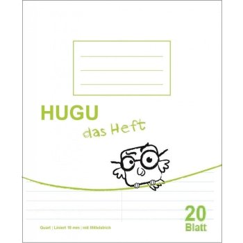 HUGU Schulheft Quart Liniert 10mm mit Mittelstrich 20 Blatt