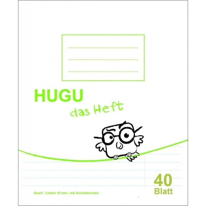 HUGU Schulheft Quart liniert 10mm mit Korrekturrand 40 Blatt