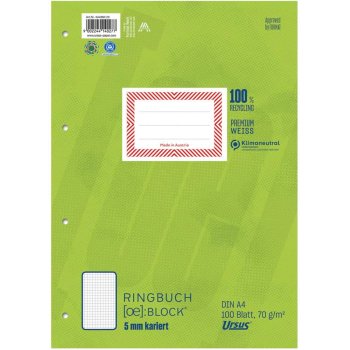 URSUS [OE] Ringbuchblock A4 100 Blatt 5mm kariert